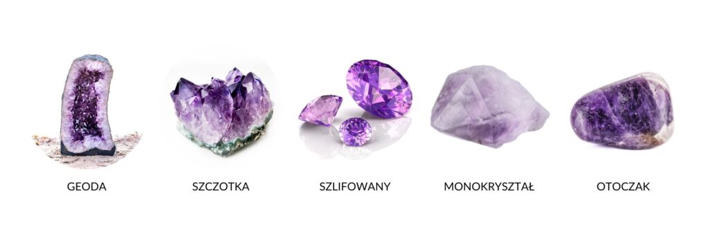 Zdjęcie 4 różne formy ametystu